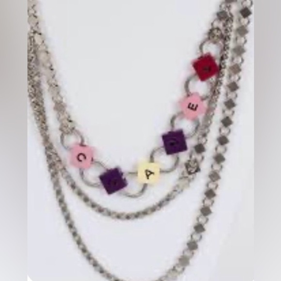 CHANEL Vintage Silver Multi Chain Block Letters Logo Belt or Necklace main image 2